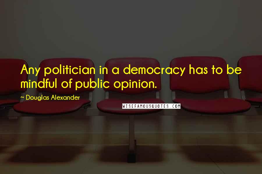 Douglas Alexander Quotes: Any politician in a democracy has to be mindful of public opinion.