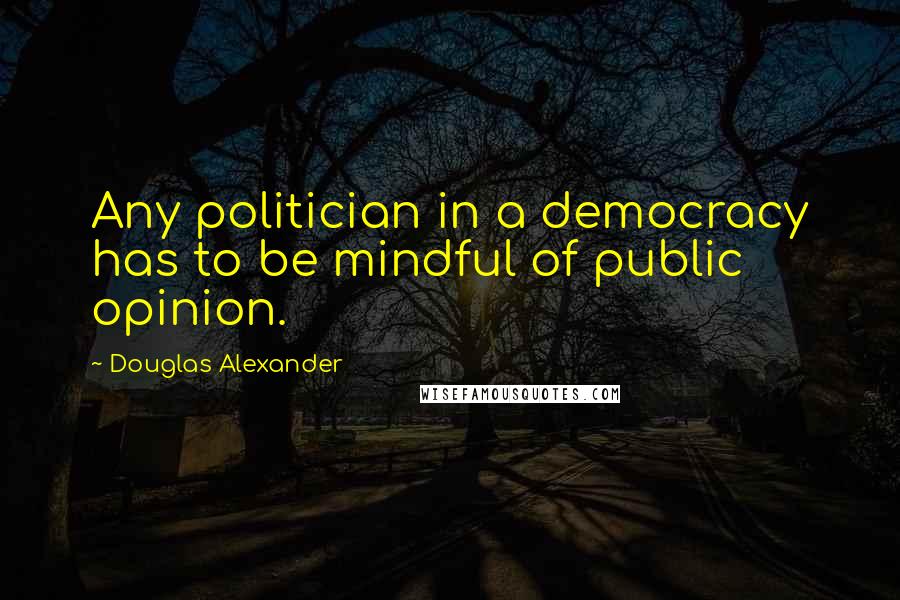 Douglas Alexander Quotes: Any politician in a democracy has to be mindful of public opinion.