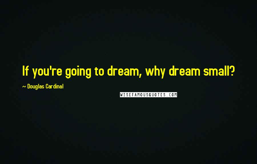 Douglas Cardinal Quotes: If you're going to dream, why dream small?