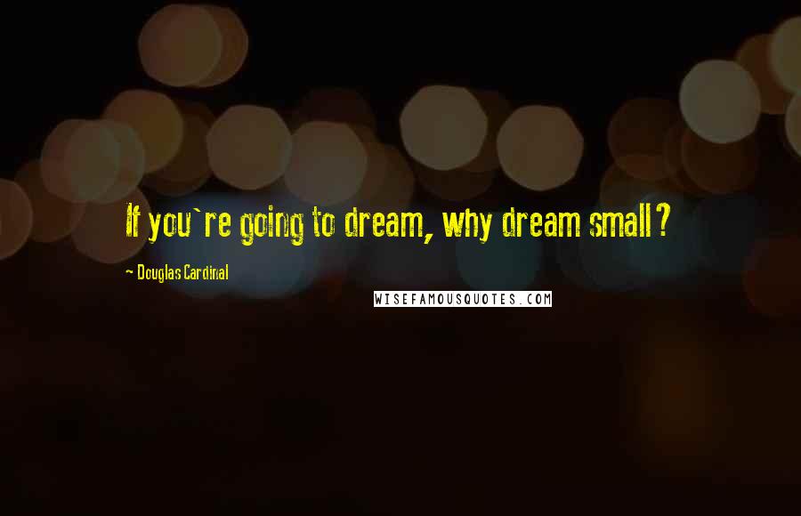 Douglas Cardinal Quotes: If you're going to dream, why dream small?