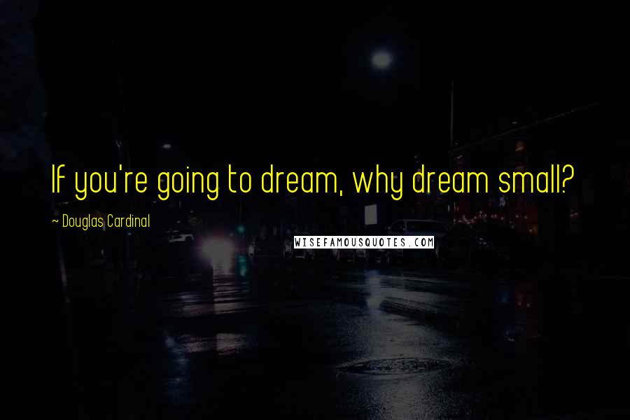 Douglas Cardinal Quotes: If you're going to dream, why dream small?