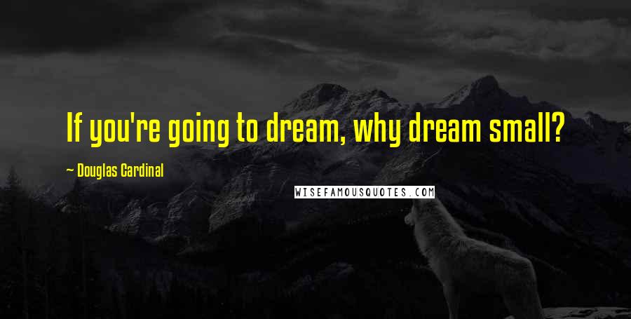 Douglas Cardinal Quotes: If you're going to dream, why dream small?