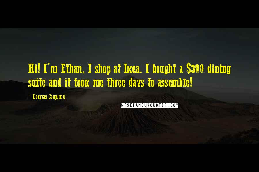 Douglas Coupland Quotes: Hi! I'm Ethan, I shop at Ikea. I bought a $300 dining suite and it took me three days to assemble!
