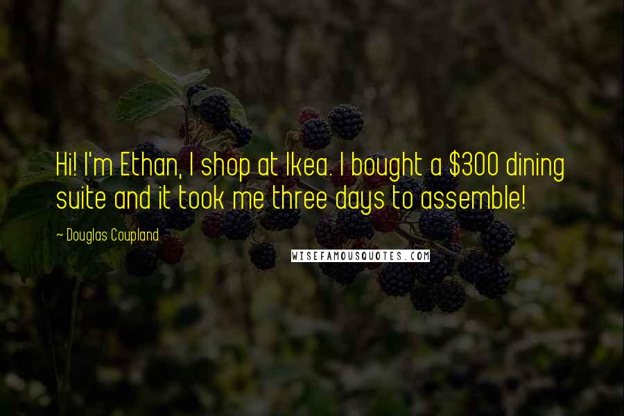 Douglas Coupland Quotes: Hi! I'm Ethan, I shop at Ikea. I bought a $300 dining suite and it took me three days to assemble!