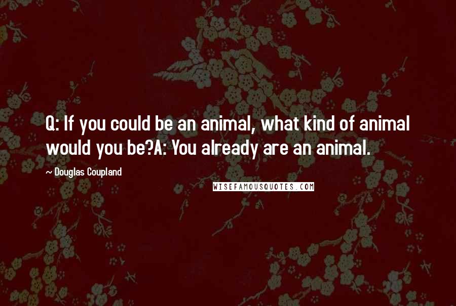 Douglas Coupland Quotes: Q: If you could be an animal, what kind of animal would you be?A: You already are an animal.