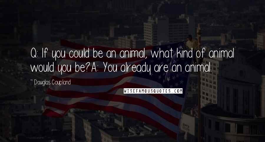 Douglas Coupland Quotes: Q: If you could be an animal, what kind of animal would you be?A: You already are an animal.