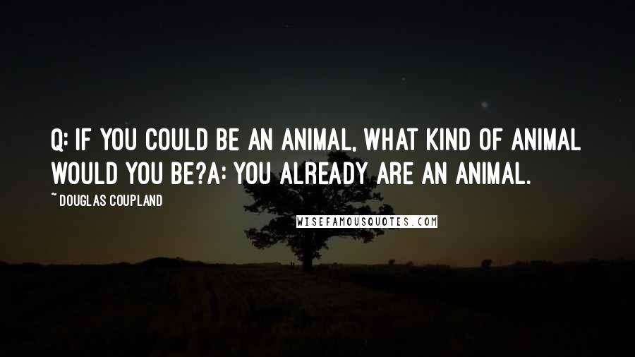 Douglas Coupland Quotes: Q: If you could be an animal, what kind of animal would you be?A: You already are an animal.