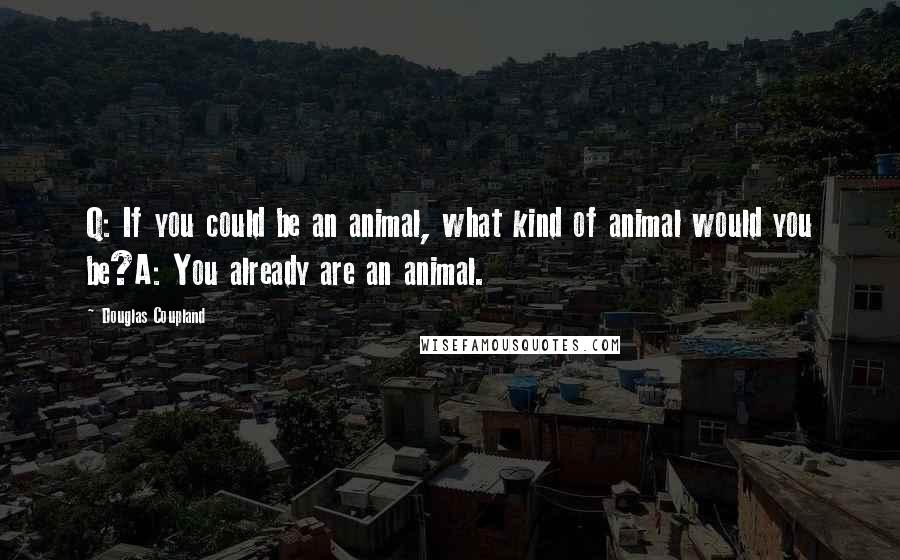 Douglas Coupland Quotes: Q: If you could be an animal, what kind of animal would you be?A: You already are an animal.