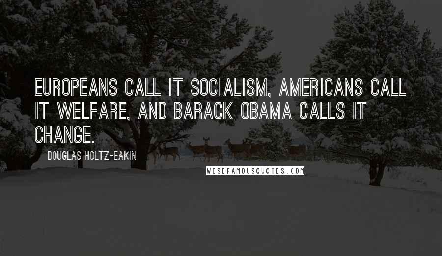 Douglas Holtz-Eakin Quotes: Europeans call it socialism, Americans call it welfare, and Barack Obama calls it change.