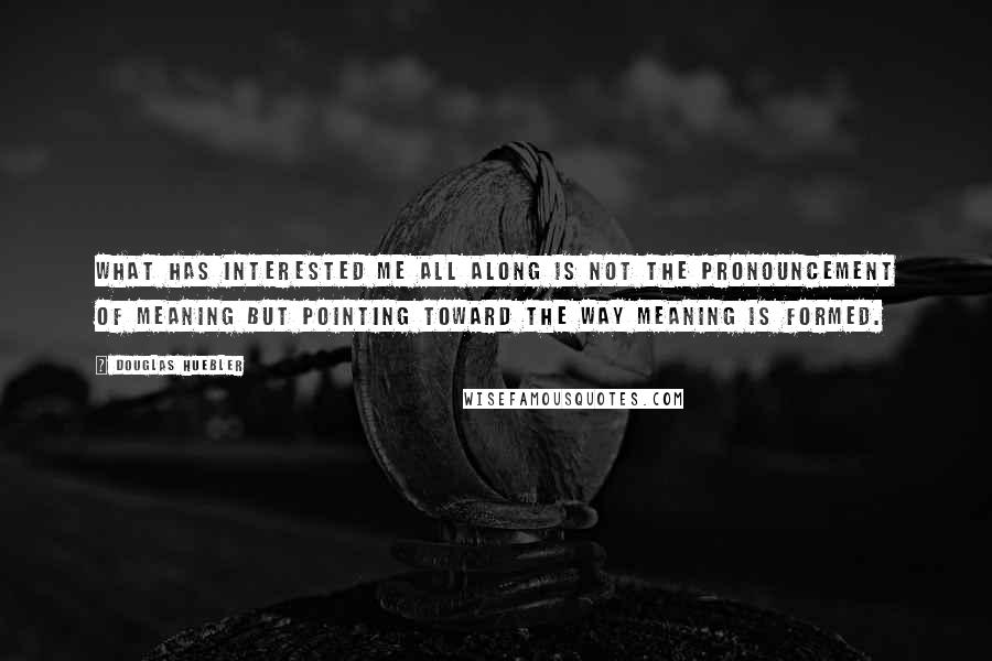 Douglas Huebler Quotes: What has interested me all along is not the pronouncement of meaning but pointing toward the way meaning is formed.