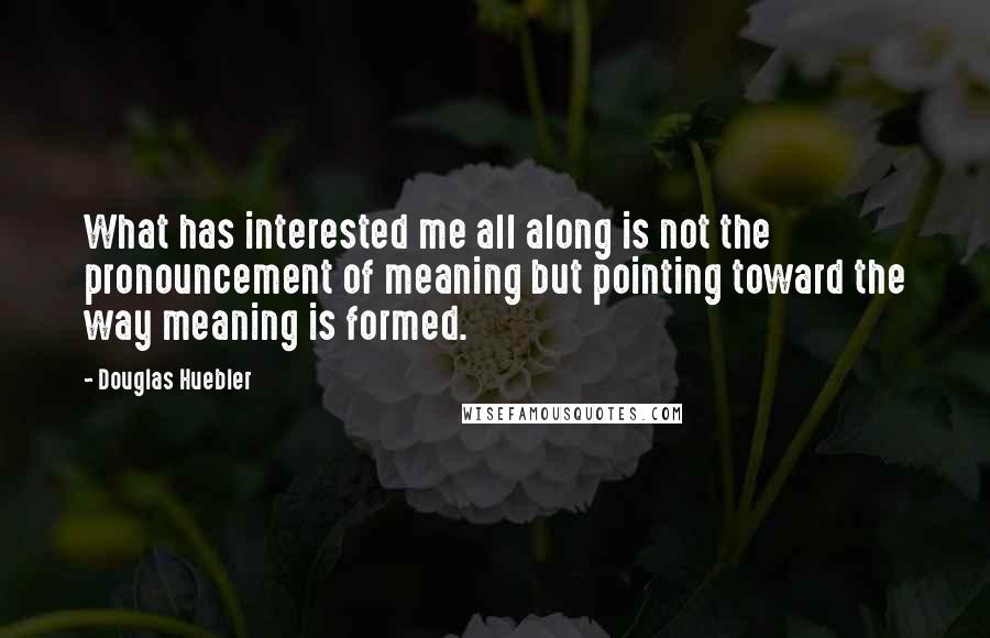 Douglas Huebler Quotes: What has interested me all along is not the pronouncement of meaning but pointing toward the way meaning is formed.