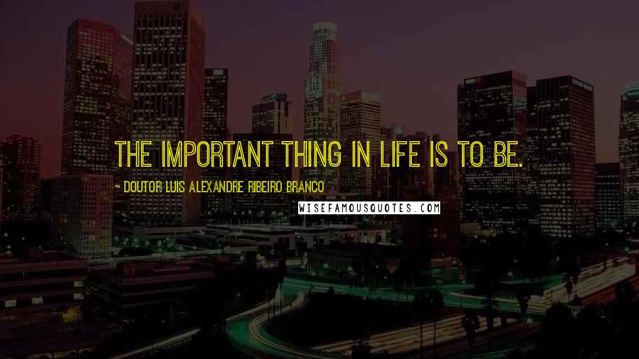 Doutor Luis Alexandre Ribeiro Branco Quotes: The important thing in life is to be.