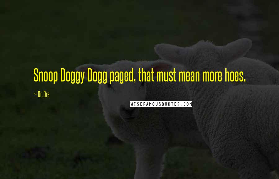 Dr. Dre Quotes: Snoop Doggy Dogg paged, that must mean more hoes.