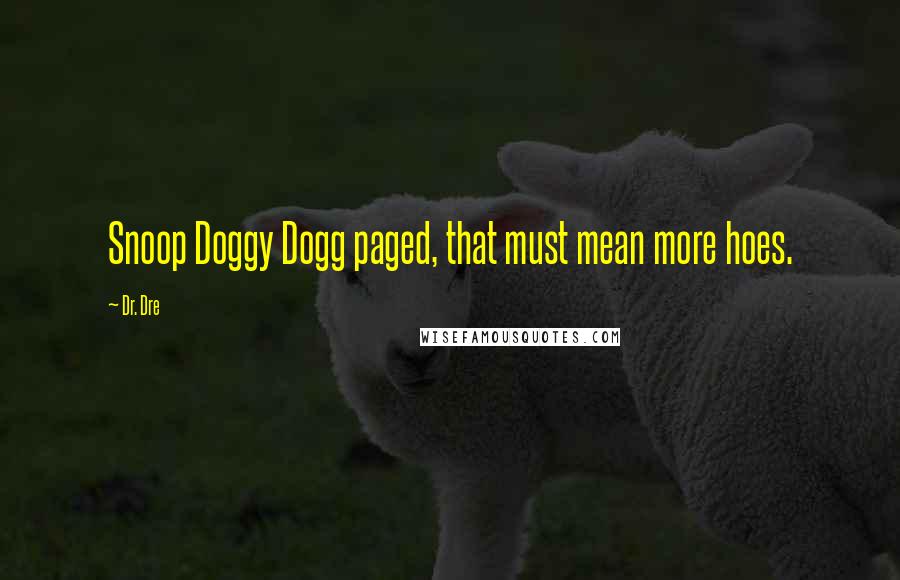 Dr. Dre Quotes: Snoop Doggy Dogg paged, that must mean more hoes.