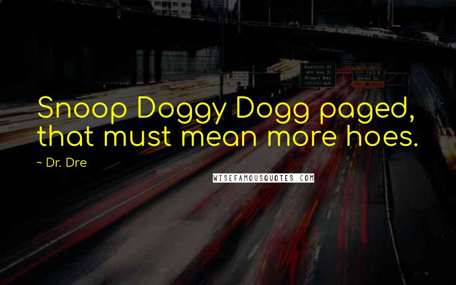 Dr. Dre Quotes: Snoop Doggy Dogg paged, that must mean more hoes.