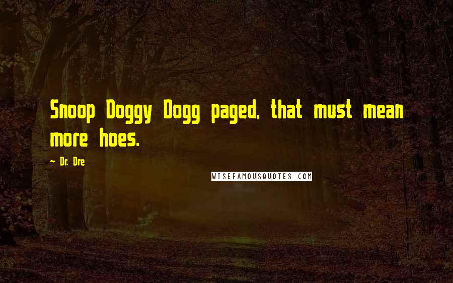 Dr. Dre Quotes: Snoop Doggy Dogg paged, that must mean more hoes.