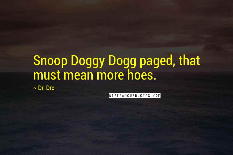 Dr. Dre Quotes: Snoop Doggy Dogg paged, that must mean more hoes.