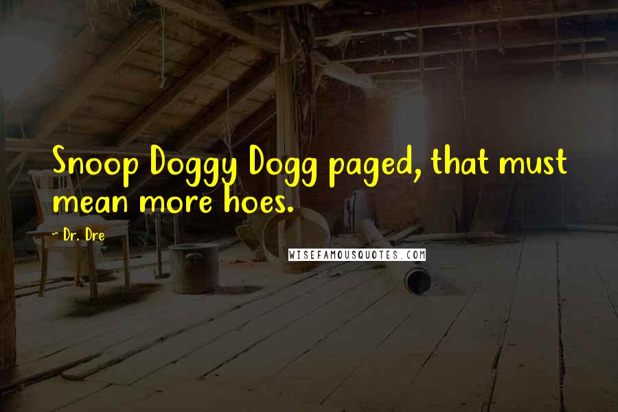 Dr. Dre Quotes: Snoop Doggy Dogg paged, that must mean more hoes.