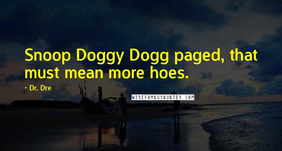 Dr. Dre Quotes: Snoop Doggy Dogg paged, that must mean more hoes.