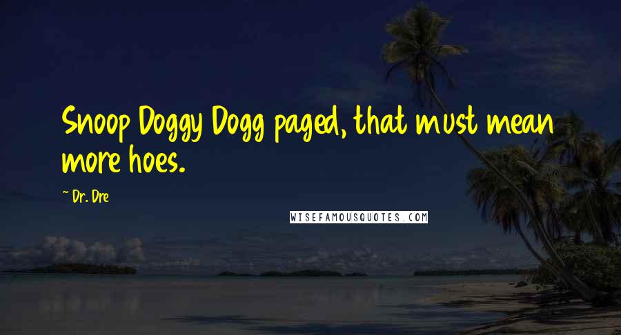 Dr. Dre Quotes: Snoop Doggy Dogg paged, that must mean more hoes.