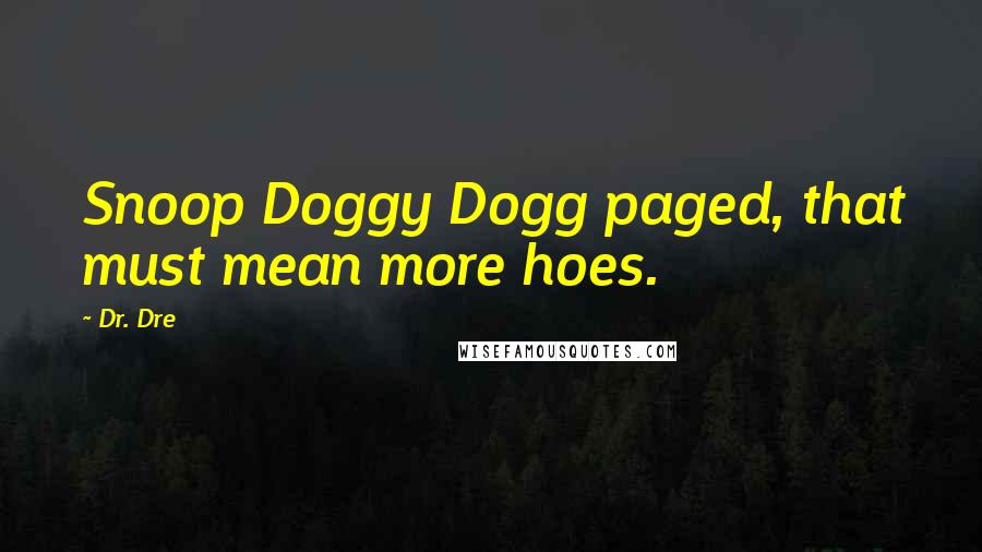 Dr. Dre Quotes: Snoop Doggy Dogg paged, that must mean more hoes.