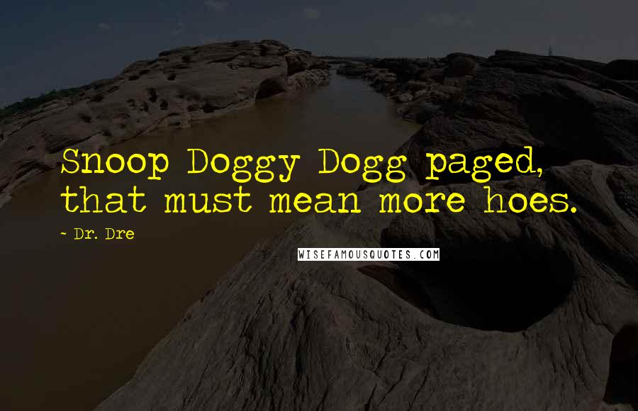 Dr. Dre Quotes: Snoop Doggy Dogg paged, that must mean more hoes.