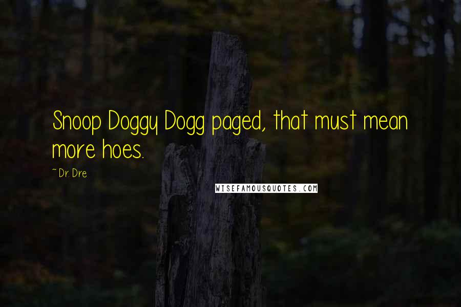 Dr. Dre Quotes: Snoop Doggy Dogg paged, that must mean more hoes.