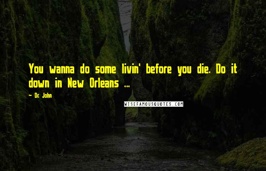 Dr. John Quotes: You wanna do some livin' before you die. Do it down in New Orleans ...