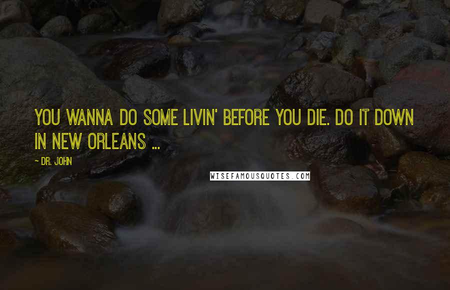 Dr. John Quotes: You wanna do some livin' before you die. Do it down in New Orleans ...