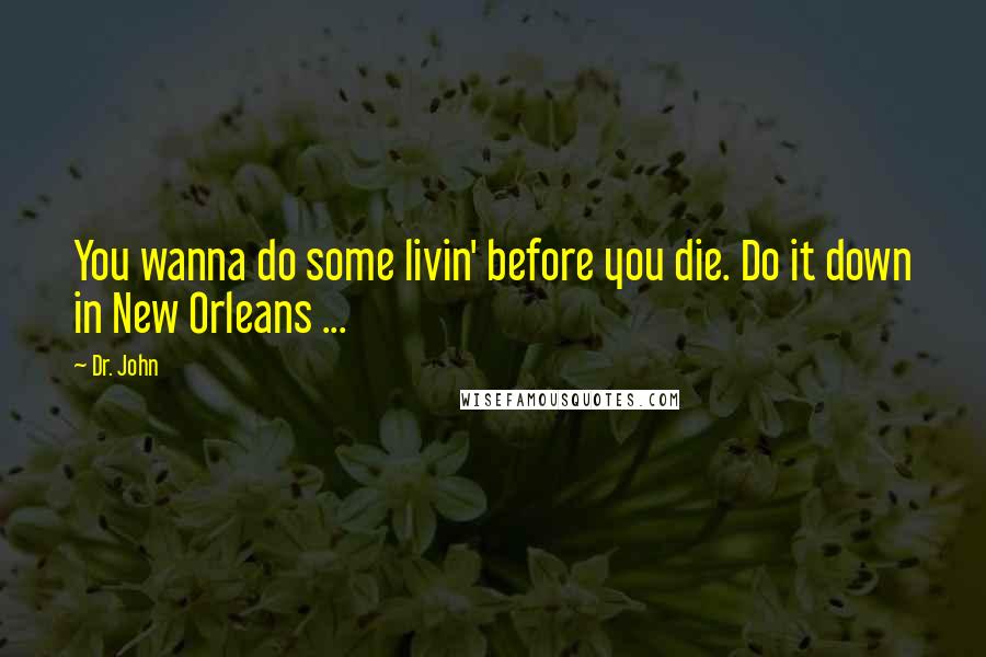 Dr. John Quotes: You wanna do some livin' before you die. Do it down in New Orleans ...