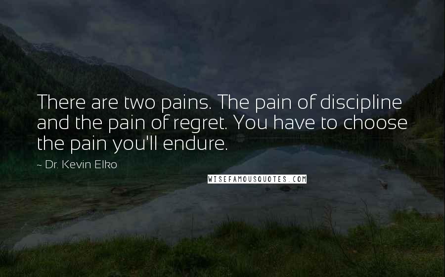 Dr. Kevin Elko Quotes: There are two pains. The pain of discipline and the pain of regret. You have to choose the pain you'll endure.