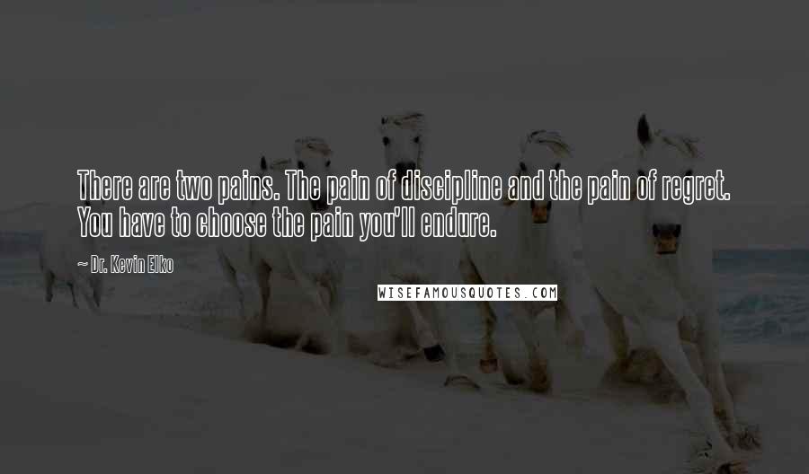 Dr. Kevin Elko Quotes: There are two pains. The pain of discipline and the pain of regret. You have to choose the pain you'll endure.