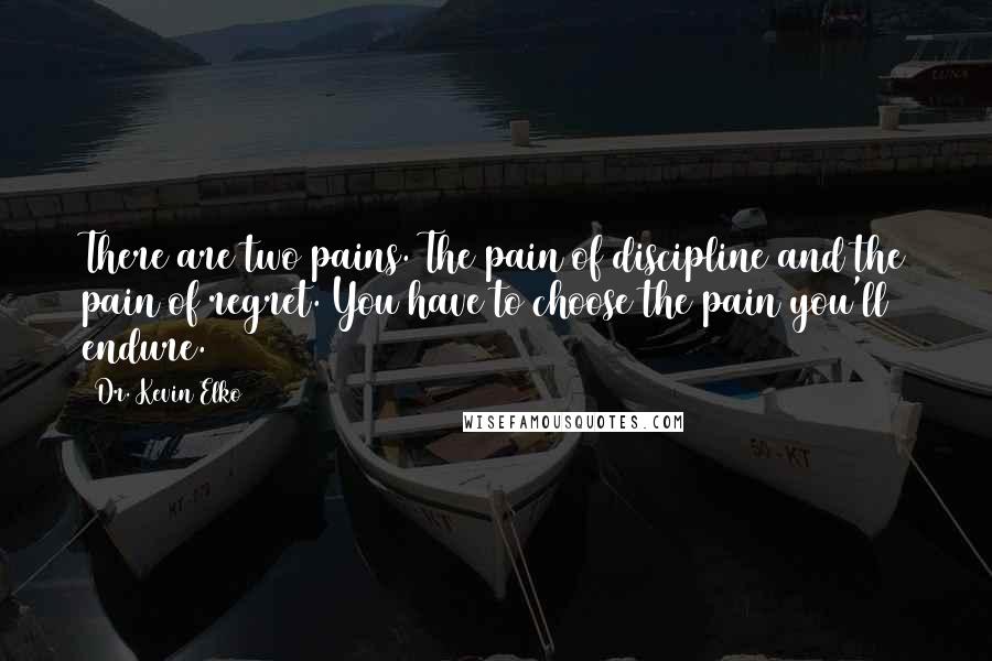 Dr. Kevin Elko Quotes: There are two pains. The pain of discipline and the pain of regret. You have to choose the pain you'll endure.