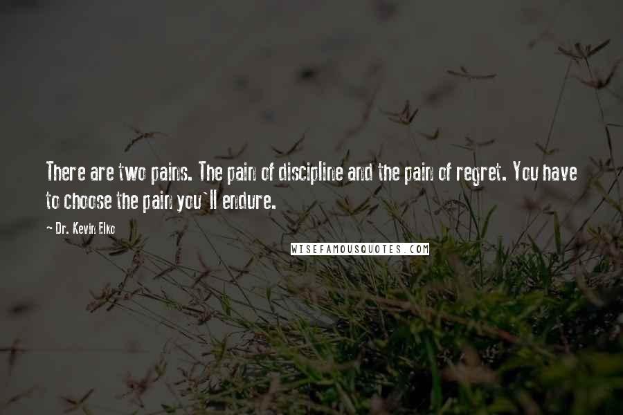 Dr. Kevin Elko Quotes: There are two pains. The pain of discipline and the pain of regret. You have to choose the pain you'll endure.