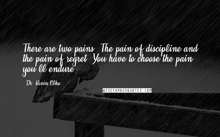 Dr. Kevin Elko Quotes: There are two pains. The pain of discipline and the pain of regret. You have to choose the pain you'll endure.