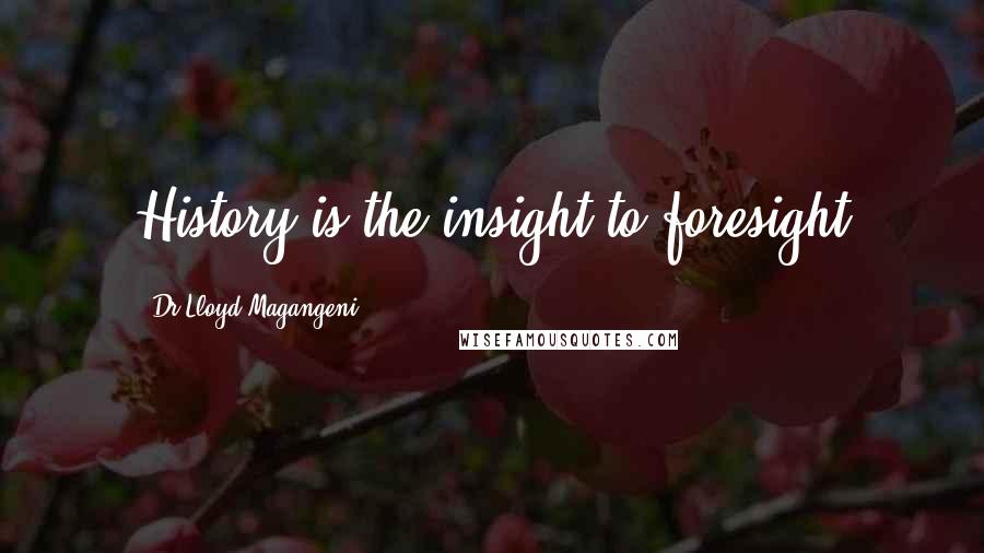 Dr Lloyd Magangeni Quotes: History is the insight to foresight