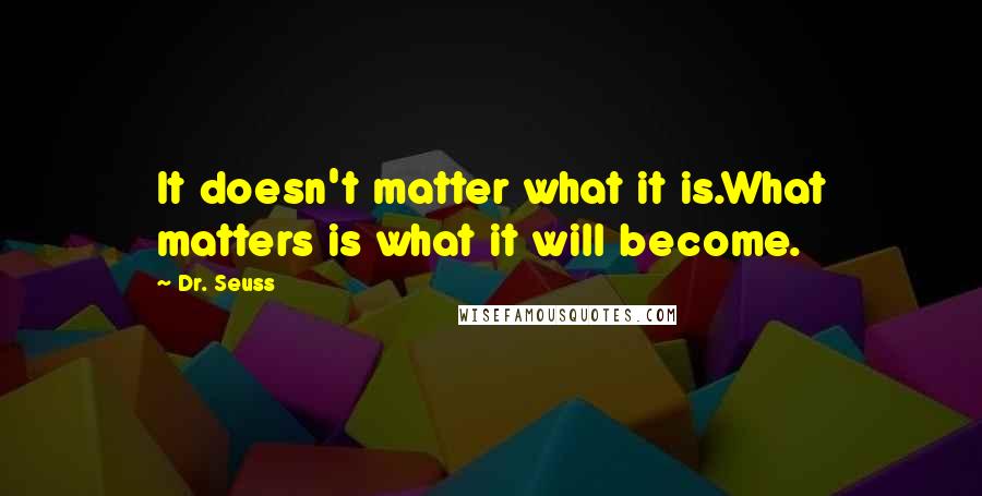 Dr. Seuss Quotes: It doesn't matter what it is.What matters is what it will become.