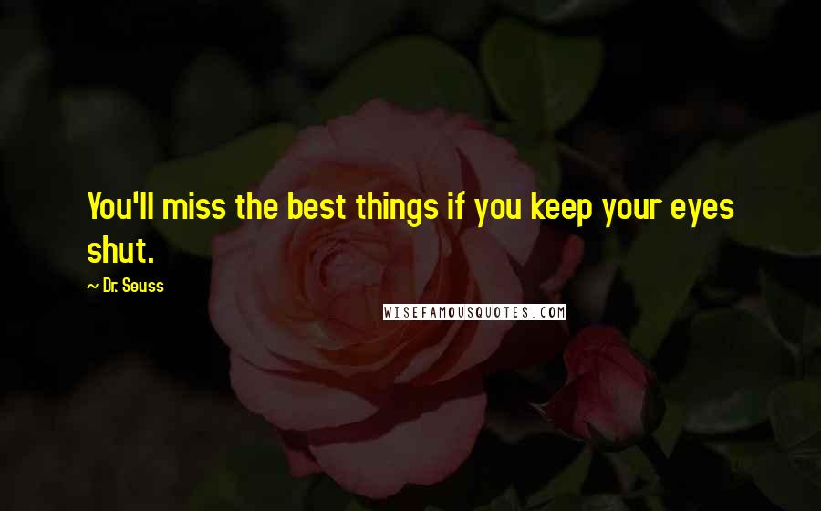 Dr. Seuss Quotes: You'll miss the best things if you keep your eyes shut.