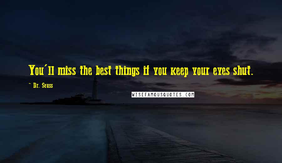 Dr. Seuss Quotes: You'll miss the best things if you keep your eyes shut.