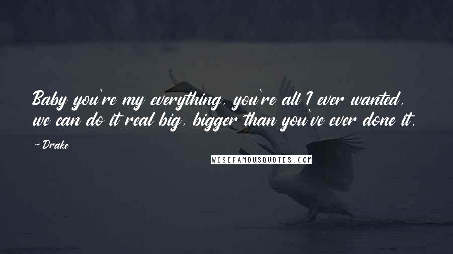 Drake Quotes: Baby you're my everything, you're all I ever wanted, we can do it real big, bigger than you've ever done it.