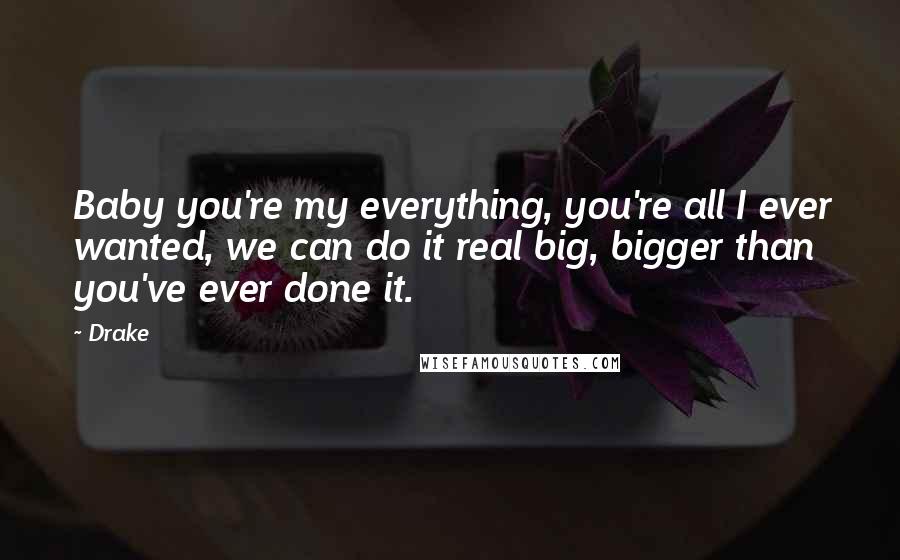 Drake Quotes: Baby you're my everything, you're all I ever wanted, we can do it real big, bigger than you've ever done it.