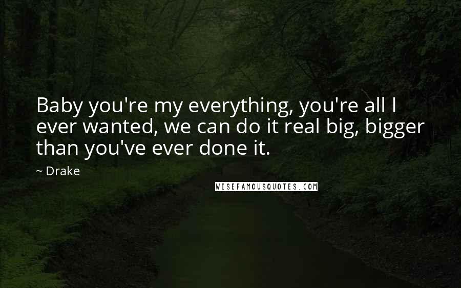 Drake Quotes: Baby you're my everything, you're all I ever wanted, we can do it real big, bigger than you've ever done it.