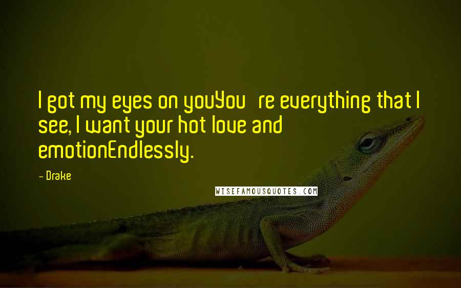 Drake Quotes: I got my eyes on youYou're everything that I see, I want your hot love and emotionEndlessly.