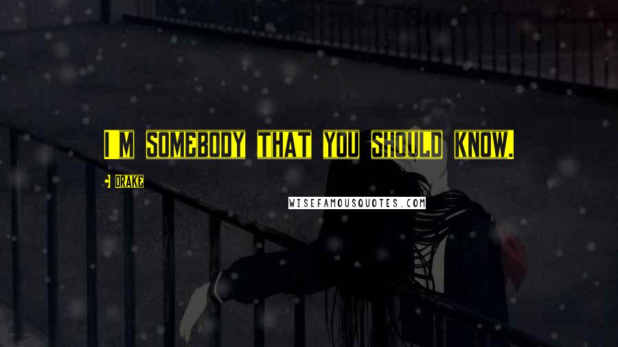 Drake Quotes: I'm somebody that you should know.
