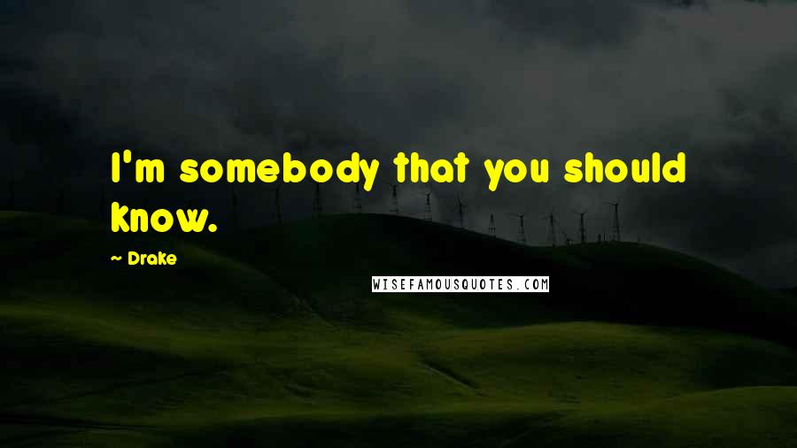 Drake Quotes: I'm somebody that you should know.