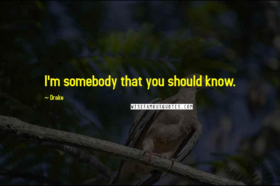 Drake Quotes: I'm somebody that you should know.