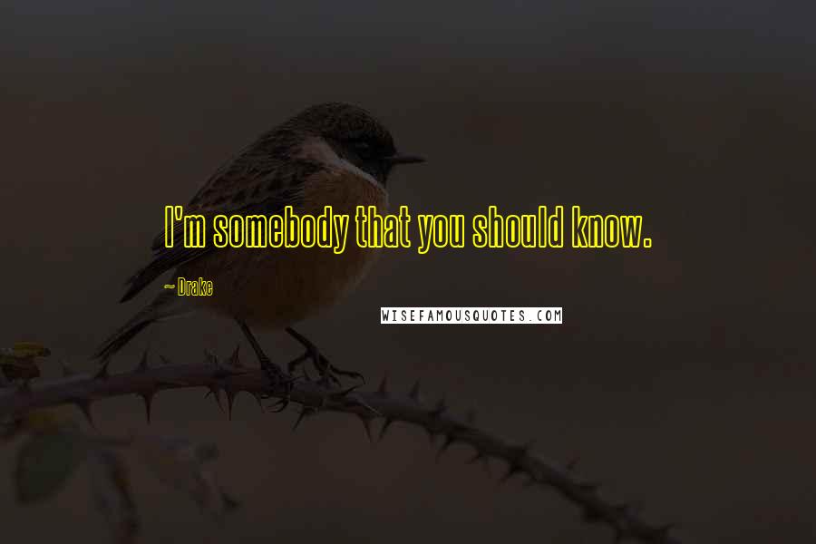 Drake Quotes: I'm somebody that you should know.