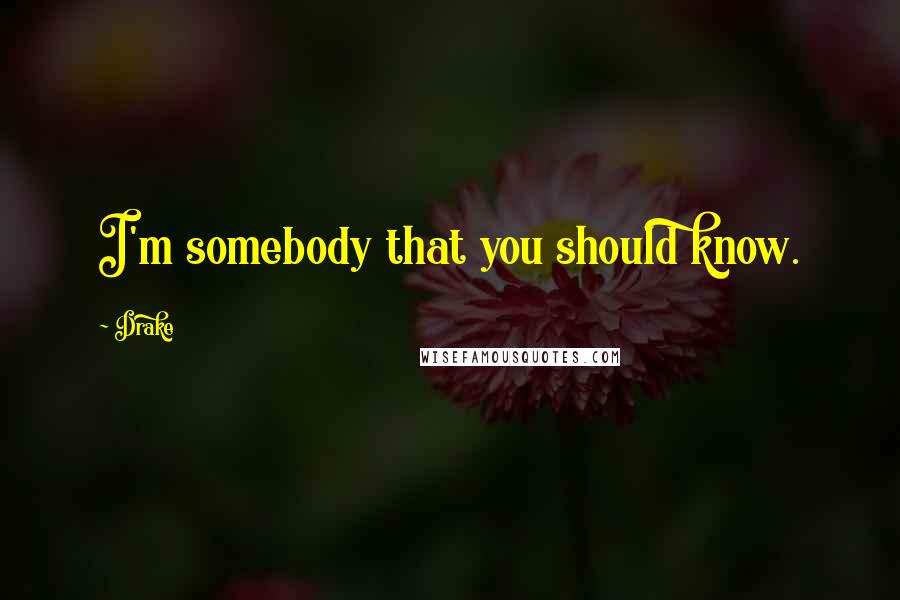 Drake Quotes: I'm somebody that you should know.