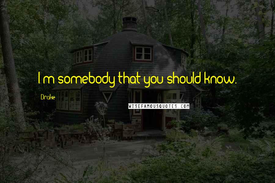 Drake Quotes: I'm somebody that you should know.