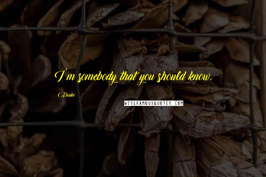 Drake Quotes: I'm somebody that you should know.